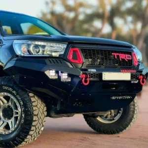 Close-up of Toyota Hilux Revo N80 fitted with Spartan Bull Bar and TRD grille